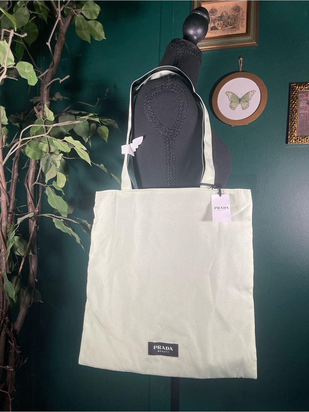 Prada Mint Green Nylon Tote Bag